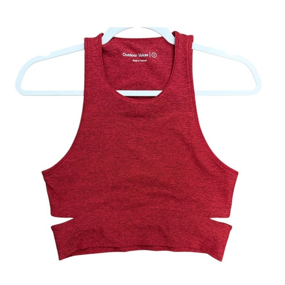 Outdoor Voices Crop Top Red Athletic Workout Tank Top‎ Cutout Activewear Small